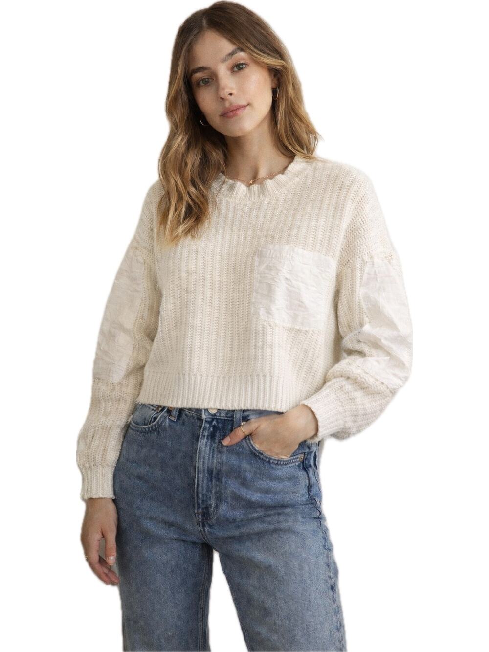 Intro Vintage Cropped Knit Pullover Sweater